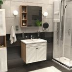Yıldız Elegance Panjur Kapaklı Aynalı Lavabolu - Askılı Banyo Lavabo Dolabı Seti Ahşap - Beyaz