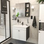 Yıldız Elegance Panjur Kapaklı | Aynalı | Lavabolu | Askılı | Banyo Lavabo Dolabı Seti | Antrasit - Beyaz