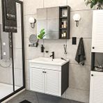 Yıldız Elegance Panjur Kapaklı | Aynalı | Lavabolu | Askılı | Banyo Lavabo Dolabı Seti | Antrasit - Beyaz