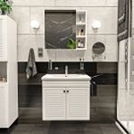 Yıldız Elegance Panjur Kapaklı | Aynalı | Lavabolu | Askılı | Banyo Lavabo Dolabı Seti | Luxe | Mat Beyaz