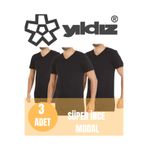 YILDIZ Erkek 3 Lü Süper İnce Modal Kumaş Yarımkol V Yaka T-shirt