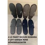YILDIZ SHOES Motifli 4 Lü Erkek Ev Terliği Nakışlı Günlük Önü Kapalı Misafir Terliği Kışlık Ev Misafir Terliği