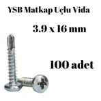 Yıldız Silindir Başlı 100 Adet - 3.9 x 16 mm Ysb Matkap Uçlu Akıllı Vida