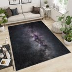 Yıldızlı Alan Halısı 160 x 230 cm - Oturma Odası ve Yatak Odası için Yumuşak Kısa Tüylü Halı, Kaymaz 3D Evren Gezegen Tasarımı, Mükemmel Dış Mekan ve İç Mekan Dekoru