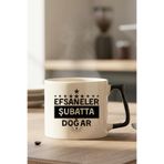 Yıldızlı Efsaneler Şubatta Doğar Baskılı Doğum Günü Hediyelik Siyah/Kırmızı Kulplu Kupa Bardak, QBLK8260-02ŞUBAT-SY