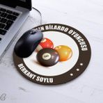 Yılın Bilardo Oyuncusu Isme Özel Yuvarlak Mousepad - Beyaz
