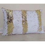 Yılmaz Home Pullu Payetli Dikdörtgen Dekoratif Kırlent Kılıfı - 30 x 50 cm - Mor - Gümüş