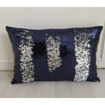 Yılmaz Home Pullu Payetli Dikdörtgen Dekoratif Kırlent Kılıfı - 30 x 50 cm - Saks Mavisi