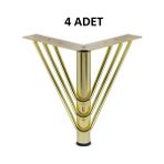 Yılmaz Sünger Metal Ayak Tel Büküm Gold Mobilya Koltuk Dolap Kanepe Ayağı ( 4 Adet ) - 18 CM