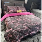Yılmaz Tekstil Denizli Çift Kişilik Welsoft Yorgan Uyku Seti | Lastikli Çarşaflı | Mürdüm Love | Çeyiz Seti | Çeyiz Takımı - 160 x 200 cm