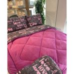 Yılmaz Tekstil Denizli Çift Taraflı Çift Kişilik Welsoft Yorgan Seti Mürdüm Love | Çeyiz Seti | Çeyiz Takımı - Koyu Mürdüm - 195 x 215 cm