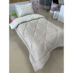 Yılmaz Tekstil Denizli Tek Kişilik Çift Taraflı Welsoft Yorgan Takımı Krem Kare | Çeyiz Seti | Çeyiz Takımı - 155 x 215 cm - Bej - Krem