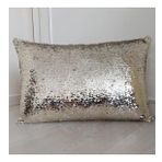 YILMAZHOME Pullu Payetli Dikdörtgen Kırlent Kılıfı - (Kemik-Lt. Gold)