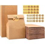 YILPA Paper Bags Children's Birthday, 100'lü paket hediye çantası, 120 çıkartmalı kahverengi poşet kağıt, hediye çantaları, çocukların doğum günü, düğün, kutlamalar için