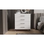Yilwood Modern Tasarımlı Dört Çekmeceli Şifonyer Parlak Beyaz 90 cm Yükseklik 80 cm Genişlik