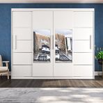 Yılwood Sürgülü Gardırop Dört Kapaklı Aynalı 280/230 CM (PARLAK BEYAZ)