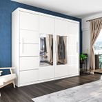 Yılwood Sürgülü Gardırop Dört Kapaklı Aynalı 320/230 CM (PARLAK BEYAZ)