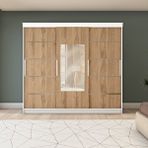 Yılwood Üç Kapaklı Sürgülü Gardırop (240/210cm) Parlak Beyaz + Ud Gövde Parlak Beyaz Kapaklar Starwood UD