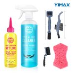 YIMAX Bisiklet Temizleyici, 500 ML - Hızlı Hareketli, Biyobozunur Bisiklet Temizleme Spreyi 200 ml Zincir Yağlama Fırçaları ve Sünger 6'sı 1 Arada Bisiklet Temizleme Kiti Tüm Yüzeylerde Güvenli ve Her