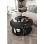 Yin Yang Unity Serenity Orta Sehpa 3’lü Set, Siyah, 70 cm Yuvarlak – Modern Minimalist Tasarım, Salon ve Oturma Odası İçin Dekoratif Zigon Sehpa