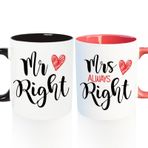 YINCUO Çiftler için Düğün Hediyeleri, Mr Right ve Mrs Always Right Kahve Kupaları Seti, Gelin Duş Nişan Yeni Evliler Sevgililer Günü Yıldönümü Hediyesi Fikirleri, 325 ml