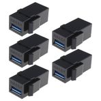 YINETTECH 5 ADET USB 3.0 Anahtar Taşı Adaptörü Dişiden Dişiye USB 3.0 A Anahtar Taşı Jak Takma Bağlayıcı Adaptörü Duvar Plakası Yama Paneli Yüzey Kutusu Siyah