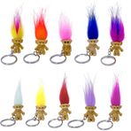 Yintlilocn 10 Paket Sevimli TROLL DOLLS Anahtarlık Çılgın Renk Saç Heykelcik Çocuk Oyuncak Parti Dekorasyonu İyi Şanslar Bebekler Anahtarlık Anahtarlık, Çok Renkli
