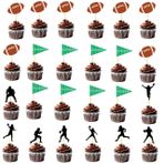 yinupet 24 adet Futbol Cupcake Üstleri Rugby Topu Spor Süper Top Cupcake Üstleri Erkek Çocuklar için Doğum Günü Partisi