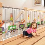 Yiomxhi Çocuk Güvenlik Ağı Merdiven Koruyucu Ağ 3 Metre Kalınlaşmak Sevimli Hayvan Tren Bebek Balkon Ağı ve Merdiven Koruyucu Ağ Merdiven Güvenlik Ağı Çocuklar için Bebek (300 L x 74 H CM)