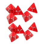 Yiotfandoll Dungeons and Dragons için 10 Adet Çok Yüzlü Zar 20 mm D4 DND RPG MTG Zar Masa Oyunları Şeffaf Kırmızı Siyah Çantalı