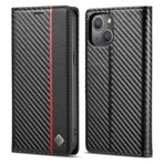 YIPCFXDJ Cep Telefonu Kapaklı Kılıf iPhone 13 ile Uyumlu Ultra İnce Kılıf,Lüks Karbon Fiber Dokulu PU Deri+TPU Hibrit Kılıf,Tam Koruma Darbeye Dayanıklı Çevirmeli Kapak [Parmak İzi Önleme][Kamera ve Ekran Koru