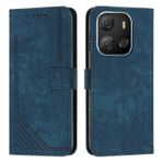 YIPCFXDJ Cep Telefonu Kapaklı Kılıf Tecno Pop 7 ile Uyumlu Bilek Kayışı Telefon Kılıfı Cüzdan Çevirmeli Telefon Kılıfı Kart Yuvası Tutucu Kapak Çevirin Telefon Kılıfı Tecno Pop 7 ile Uyumlu Koruyucu Kılıf(Blu)