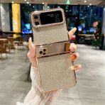 YIPCFXDJ Cep Telefonu Kılıfı Samsung Galaxy Z Flip 4 5G Kılıf ile uyumlu, Parlak Deri Ultra İnce Hafif Kılıf, Menteşe + Ekran Koruyucu + Kickstand Düşmeye Karşı Koruma Darbeye Dayanıklı Tam Koruyucu Sağlam Kap