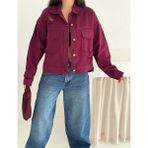 Yırtıklı Püskül Detaylı Gabardin Ceket - Bordo