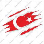 Yırtıklı Türk Bayrağı Pençe Sticker 00034
