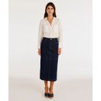 Yırtmaç Detaylı Denim Etek - Lacivert - 34
