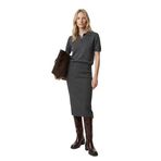 Yırtmaç Detaylı Slim Fit Parıltılı Midi Kalem Etek