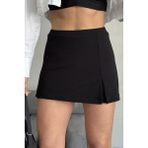 Yırtmaçlı Mini Şort Etek - Siyah - XS
