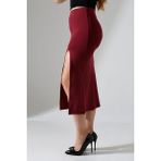 Yırtmaçlı Uzun Etek / Kalem Etek / Long Skırt Wıth Splıt - Bordo - XL