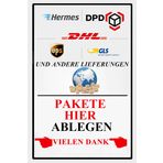 Yiruhe Paketleri buraya koyun, çamaşır suyu levhaları, 20 cm x 30 cm metal levhalar, ev kapısı için dekor teslimatı Leave Package Here Metal Tin Sign (DE link 2336)