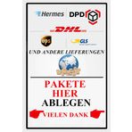 Yiruhe Paketleri buraya koyun, çamaşır suyu levhaları, 20 cm x 30 cm metal levhalar, ev kapısı için dekor teslimatı Leave Package Here Metal Tin Sign (DE recht 2335)