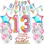 Yishamei Dekorasyon 13. doğum günü kız çocuk dekorasyonu pembe balon 13. doğum günü kız pembe pasta dekorasyonu 13. doğum günü kız çocuğu balon çelenk 13. doğum günü dekorasyonu doğum günü dekorasyonu