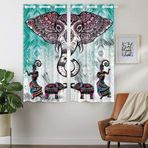 YISUMEI Kuşgözü Karartma Perdesi, Dijital Baskı, Hint soyut sanat Fil, 2 Panel Seti, 180x140 cm (YxG)