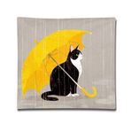 YISUMEI Yastık Kılıfı Yastık Kılıfı 50 x 50 cm Ev Dekorasyonu Dekoratif Yastık Kılıfı Kanepe Atma Yastık Kılıfları Yastık Kılıfları Siyah Kedi Sarı Şemsiye