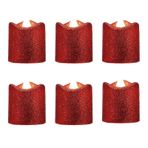 YiYFiT Işıltılı kırmızı LED adak mumları, pille çalışan LED çaydanlık mumları, sahte mumlar, alevsiz tealight mum, ev, parti, düğün, cadılar bayramı, Noel dekorasyonu için hediyeler, (6'lı paket)