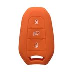 YJADHU Silikon Kauçuk Akıllı Uzaktan Kumanda Anahtar Kılıfı Muhafaza Kapak Tutucu Araba Anahtarlık Kılıfı, 5008 DS5 DS6 Peugeot 208 DS3 Citroen C4 C5 X7 için uygun, Turuncu
