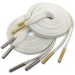YJRVFINE 1/3" Metal Uçlu Düz Mumlu Pamuk Ayakkabı Bağcıkları [2 Çifti], 02 Beyaz: 1 çift Altın Uç + 1 çift Gümüş Uç, 28"INCH (70CM)
