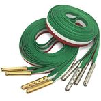 YJRVFINE İnce Düz 2/5 Geniş Ayakkabı Bağcığı Metal Uçlu Renkli İp [2 Çifti], 09 Kırmızı Beyaz Yeşil: 1 çift Altın + 1 çift Gümüş, 35"INCH(90CM)