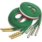 YJRVFINE İnce Düz 2/5 Geniş Ayakkabı Bağcığı Metal Uçlu Renkli İp [2 Çifti], 09 Kırmızı Beyaz Yeşil: 1 çift Altın + 1 çift Gümüş, 43"INCH(110CM)