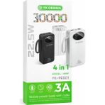 Yk Design 30000MAH 22.5W Hızlı Şarj Powerbank – 4’ü 1 Arada Dahili Kablolu 3A Taşınabilir Şarj Cihazı - Siyah